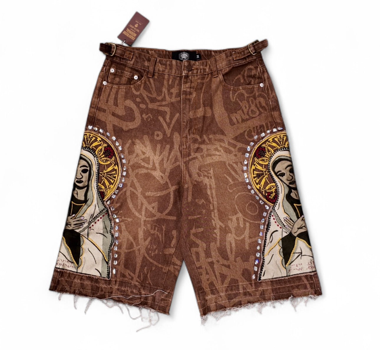 BROWN VIRGIN MARY JORTS - FARFROMNORMAL